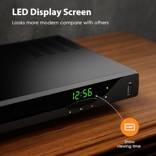 Blu Ray DVD Player, 1080P Home Theater Disc System, Play All DVDs and Region A 1 Blu-Rays, Support Max 128G USB Flash Drive + HDMI/AV/Coaxial Output + Built-in PAL/NTSC with HDMI/AV Cable 2