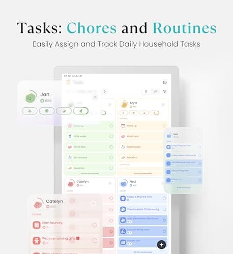 Cozyla Mate Digital Calendar+ 2: 24 Inch Wall Touch Screen Chore Chart Customizable Dashboard Smart Electronic Calendar for Family Schedules Meal Planner Supports All Google Play Apps Wall Mount White 4