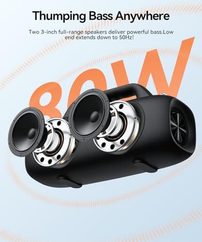 BassBloom Roar 1 Portable Bluetooth Speaker,60W Powerful Sound with Deep Bass,IPX6 Waterproof,24H Playtime,Bluetooth 5.4,RGB Party Lights,Wireless Stereo Pairing,Travel Outdoor for Camping and Beach 2