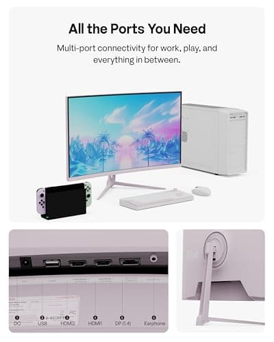Pixio PXC278 Wave Pink 27 inch 180Hz Refresh Rate QHD 1440p Resolution 1650R Curved Fast VA Panel 1ms GTG Response Time Adaptive Sync HDR Curved Gaming Monitor 3
