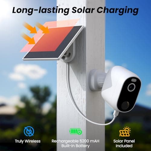 INFIYA Security Cameras Wireless Outdoor-Solar&Battery Powered 2K 2.4G Cameras for Home Security, Instant Alert, AI Human Detection, Color Night Vision, 2-Way Talk, SD Storage, Work with Alexa, Z1 4P 3