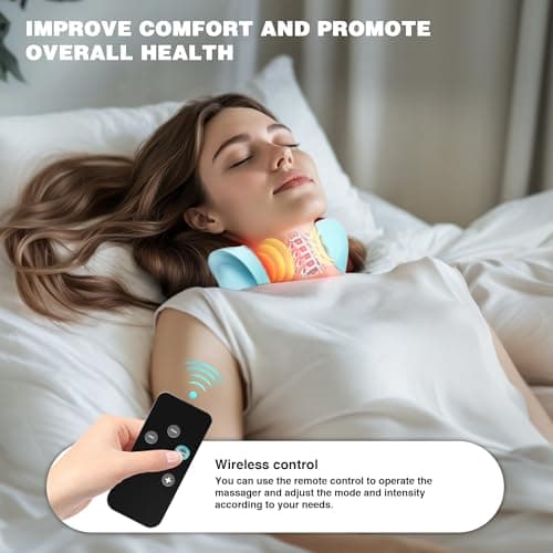 GYSIEN Neck Massager 2025, Neck and Shoulder Relaxer with Heat, 3 Modes, Portable Pillows for Pain Relief and Muscle Relax, 26° Angle Cervical Traction Device for Back, Shoulder 3