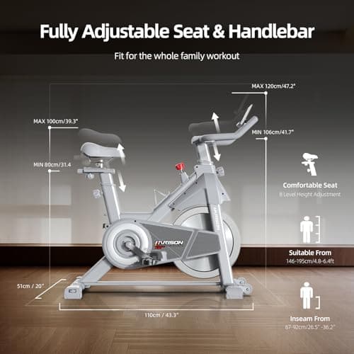 HARISON Semi Commercial Exercise Bike - Stationary Bike for Home Gym - Silent Magnetic Indoor Cycling Bike with Tablet Mount & Comfortable Seat Cushion, 380LBS/400LBS Weight Capacity Workout Bike (Magnetic Plus) 5