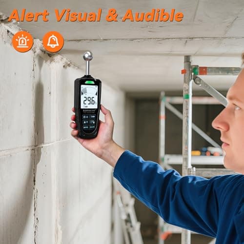 2-in-1 Pin & Pinless Moisture Meter, Digital Moisture Detector for Wood, Drywall & Building Materials, Large LCD Display, 3-Color Indicator, Calibration, Rechargeable Battery 3
