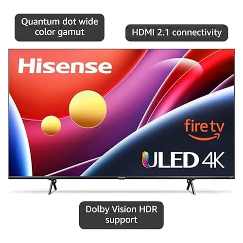Hisense 50" Class U6HF Series (50U6HF, 2025) ULED 4K UHD Smart Fire TV, Voice Remote with Alexa, QLED, Full Array Local Dimming, Dolby Vision, HDR 10+, Quantum Dot for Enhanced Color, Game Mode Plus 3