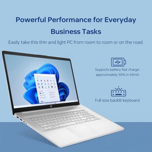 HP 17 Laptop, 17.3" HD+ Touchscreen Display, 12th Gen Intel Core i7-1255U, 64GB RAM, 2TB SSD, Webcam, HDMI, SuperSpeed USB Ports, Wi-Fi 6, Windows 11 Home, Silver 5