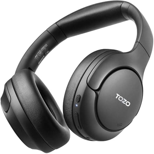 TOZO HT2 Hybrid Active Noise Cancelling Headphones, Wireless Over Ear Bluetooth Headset, 60H Playtime, Hi-Res Audio Custom EQ via App Deep Bass Comfort Fit Ear Cups, for Home Office Travel