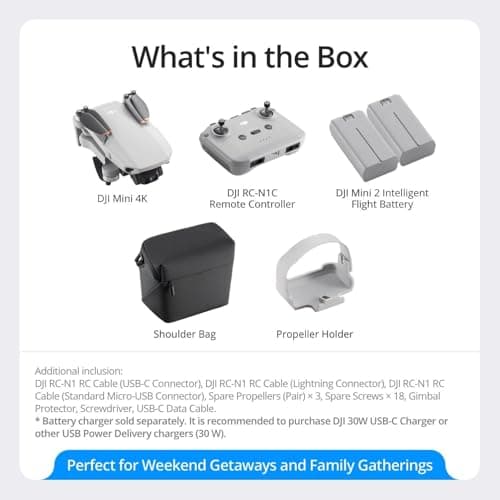 DJI Mini 4K Camera Drone Combo, Drone with 4K UHD Camera for Adults, Under 249 g, 3-Axis Gimbal Stabilization, 10km Video Transmission, Auto Return, 2 Batteries for 62-Min Max Flight Time, QuickShots 4