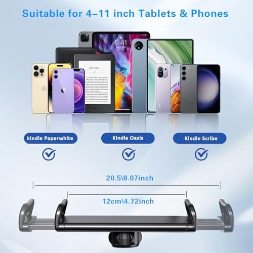 Kefotic Gooseneck Tablet Holder for Kindle Reading in Bed with Page Turner Remote, Hands Free Desk Bedside Lazy Arm Stand for Kindle Accessories, Gifts for Readers 3