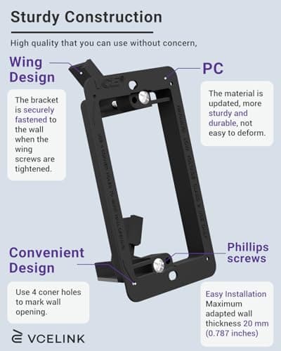 VCE Brush Wall Plate Cable Pass Through with Bracket, Decorator Cover for Low Voltage Cables - White, 2-Pack 4