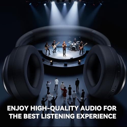 Pointcinco Hybrid Active Noise Cancelling Headphones, Over Ear Bluetooth 6.0 Wireless Headphones, 50H Playtime, Deep Bass, HiFi Stereo Sound, Lightweight Foldable for Travel, Home and Office（Black） 3