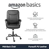 Amazon Basics Classic Puresoft PU Padded Mid-Back Height Adjustable Office Computer Desk Chair with Armrest, 26"D x 23.75"W x 42"H, Black 4
