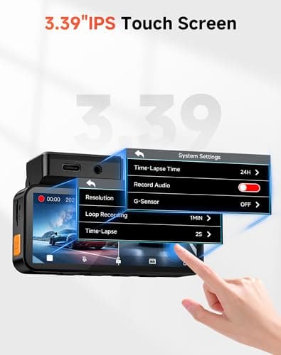 VIRROW Dash Cam Front and Rear: 4K+2.5K Dash Camera for Cars with Touch Screen 3.39" - Dashcam with WiFi APP Control 64GB Parking Mode Night Vision Loop Recording Emergency Lock (X5) 4