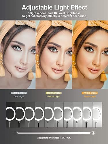 Elitehood 12’’ Ring Light with Tripod Stand (72’’ Tall) & iPad/Phone Holder, Dimmable Selfie Circle LED Lights Ringlight for Video Recording, Conference, Makeup, Laptop, Computer, Webcam, YouTube 5