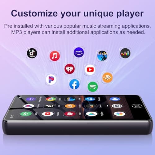 80GB MP3 Player with Bluetooth and WiFi, Android Spotify Music Player for Pandora, Amazon Music, Audible. 4.02" Touchscreen, Speaker, Supports Play Store,Up to 512GB 3