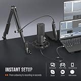 FIFINE Studio Condenser USB Microphone Computer PC Microphone Kit with Adjustable Boom Arm Stand Shock Mount for Instruments Voice Overs Recording Podcasting YouTube Vocal Gaming Streaming-T669 5