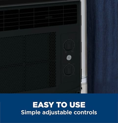 GE Window Air Conditioner Unit, 5,000 BTU for Small Rooms up to 150 sq ft. with Manual Adjustable Fan and Cooling Settings, Perfect for Bedroom or Living Room, Easy Install Kit Included, Black 5