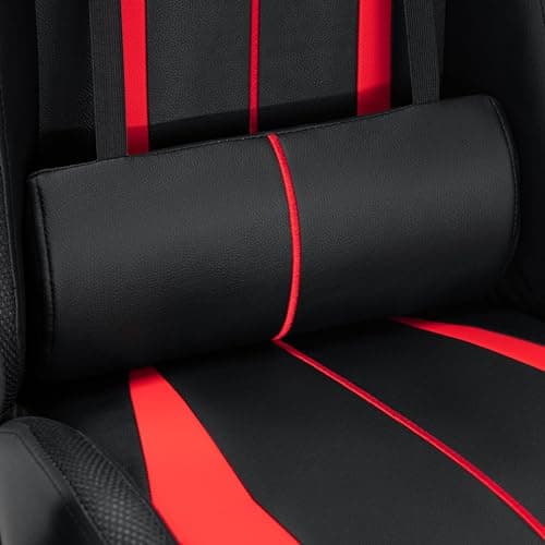 HOFFREE RGB Gaming Chair with Speakers Massage Computer Gaming Chair with LED Lights and Footrest High Back Video Game Chair for Adults Red and Black 5