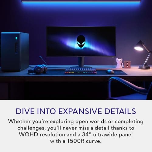 Alienware 34 Curved Gaming Monitor – AW3425DWM - 34-inch WQHD 180Hz 1ms Display, 1500R, AMD FreeSync Premium, VESA AdaptiveSync. 2