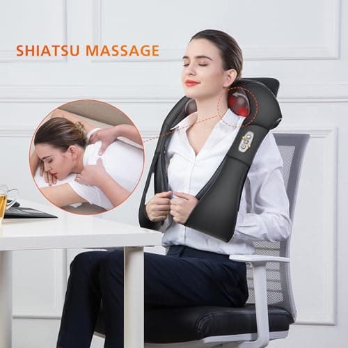 Snailax Shiatsu Neck and Shoulder Massager - Back Massager with Heat, Deep Kneading Electric Massage Pillow for Neck, Back, Shoulder,Foot,Body 2