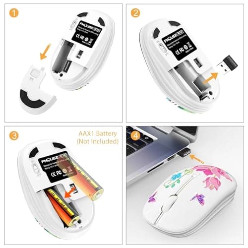 JUHOO Wireless Mouse with Nano Receiver for PC, Laptop, Notebook, Computer, MacBook, Less Noise, Portable Mobile Optical Mice 5