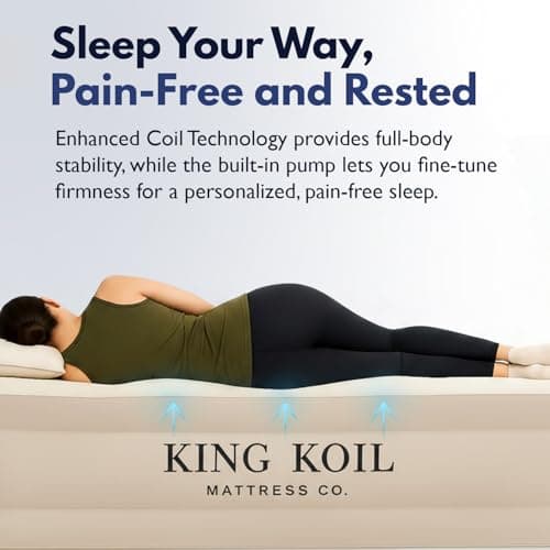 King Koil Luxury Built-in Pillow Top Queen Air Mattress with Built-in High-Speed Pump Best for Home, Camping, Guests, 20" Queen Size Double High Airbed, Blow Up Mattress, Waterproof, 1-Year Warranty 4