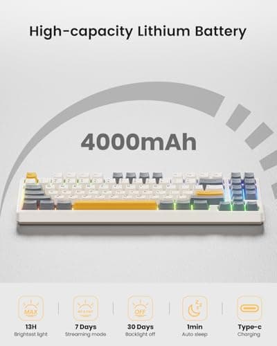 Kisnt Wireless Mechanical Keyboard,Gasket Mounted with Creamy Sound,Bluetooth/2.4GHz/USB-C,Custom Hot Swappable,RGB Backlit,75% Compact Layout for Gaming/Typing/Win/Mac/PC (Retro Beige,Linear Switch) 4