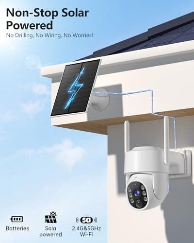 Gianteye 2K Solar Security Cameras Wireless Outdoor, 5G&2.4GHz Dual WiFi Cameras for Home Security, Solar & Battery Powered Outdoor Camera Wireless, Color Night Vision, PZT Human Detection, 2 Packs 2