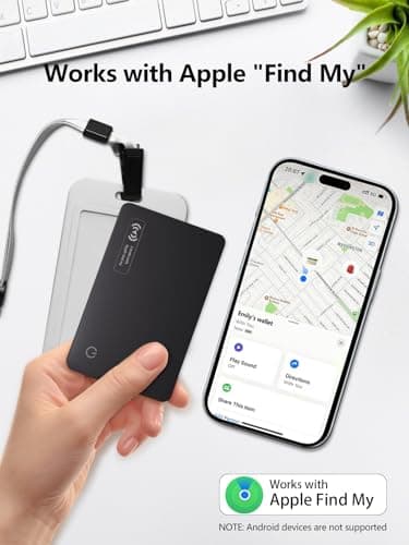 Lmrbelec Wallet Tracker Card Work with Apple Find My, Ultra-Slim Rechargeable Tracking Card Credit Card Tracker for Wallet, Luggage, Passport (Black, 2 Pack) 2