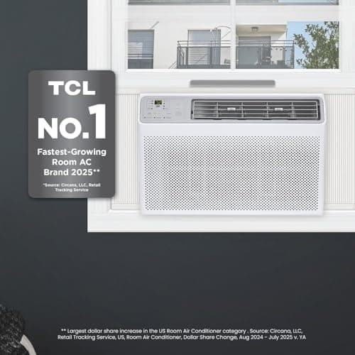 TCL H8W35W 8,000 8000 BTU Smart Window Air Conditioner, Fan & Dehumidifier, 350 Sq. Ft, Remote Control, Compatible with Alexa/Google Assistant, White 3
