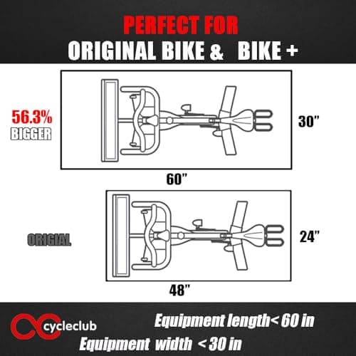 Cycleclub Exercise Bike Mat - 6mm Thick Under Bike Trainer Mat for Stationary Indoor Spin Bikes, Hardwood Floor Carpet - Black Gym Equipment Mat 4