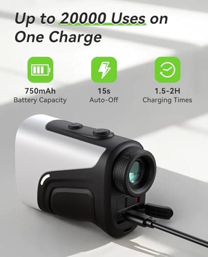 Hoorola Range Finder Golf, 1200 Yards Rangefinder with Slope, Magnetic Stripe, 7X Magnification, IP54 Water Resistant, Rechargeable Battery, Flag Pole Locking Vibration, Golf Accessories for Men Women 5