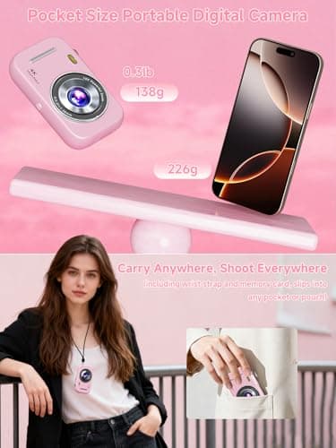 Digital Camera, 48MP 4K Compact Digital Camera with Auto Focus, Point and Shoot Camera with Beauty Mode, Anti-Shake, 32GB Card, Card Reader, Portable Travel Camera for Teens Beginners 5