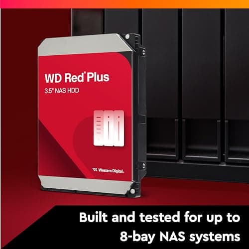 Western Digital 4TB WD Red Plus NAS Internal Hard Drive HDD - 5400 RPM, SATA 6 Gb/s, CMR, 256 MB Cache, 3.5" -WD40EFPX 3