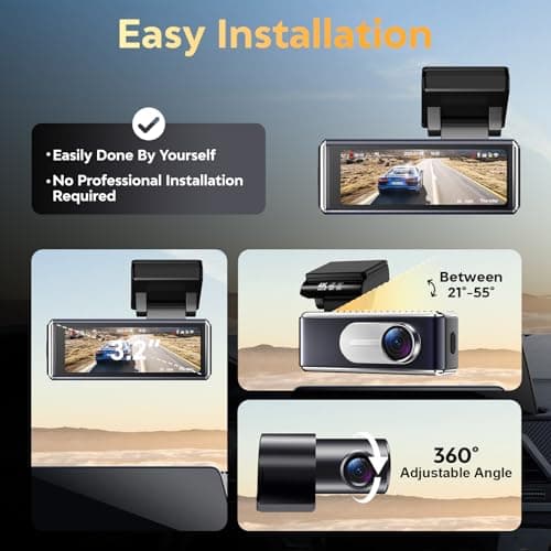 Csyibeielec Dash Cam Front and Rear - 4K HD Dual Dash Camera for Cars, Built-in 5G WiFi GPS, 64GB Card, Dashcam with 3.2" IPS Screen, UHD Night Vision, HDR, App Control, 24H Parking Monitor 3