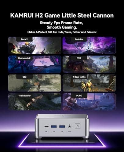 KAMRUI Hyper H2 Mini Gaming PC, in-tel Core i9-11900H (Beat i5/i7/R5/R7, up to 4.9GHz) 32GB RAM 1TB SSD Mini Desktop Computers, Triple 4K Display 6*USB3.2, USB-C, HDMI, DP, WiFi6, BT5.2, Office Home 2