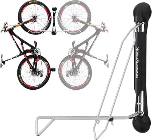 Steadyrack Bike Rack for Road Bikes - The Original Wall Mounted Vertical Bike Storage - Fits Narrow Tires - Space Saving Pivot Design - Heavy-Duty Steel Rack for Indoor Garage, Apartment or Home Use