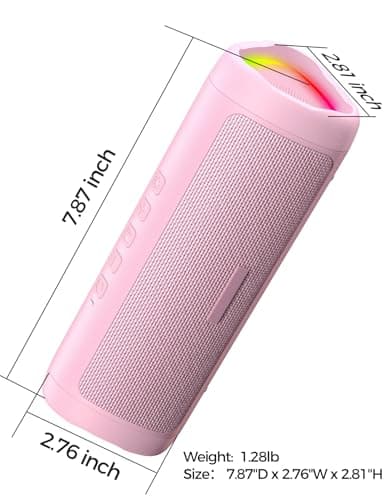 Bluetooth Speaker Gifts for Men: Portable Wireless, IPX5 Waterproof, White Elephant Gifts for Adults, Stocking Stuffers for Teens Boy Girl, Up to 20H Playtime, TWS Pair, for Home/Party/Outdoor (Pink) 5