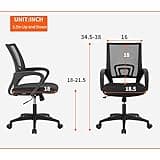 BestOffice | Ergonomic Office Chair | Mid-Back Swivel Desk Chair | Breathable Backrest & Lumbar Support | Adjustable Height | Sponge Seat | Rolling Wheels | Black | for Adults & Women 3