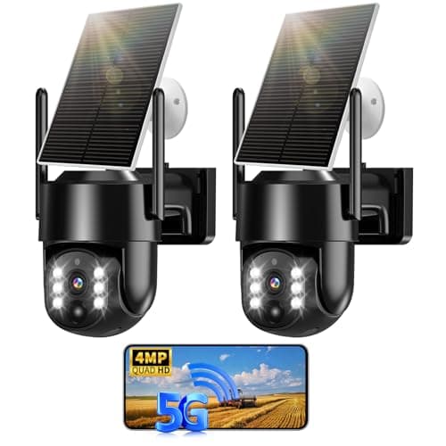 Solar Security Cameras Wireless Outdoor, 5G/2.4G Solar WIFI Cameras for Home Security,Battery Powered Outside Camera,Human Detection, Color Night Vision, 2-Way Talk for home Porch/Garage/Yard