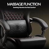 Dowinx Gaming Chair Big and Tall, Ergonomic PC Gaming Chair with Footrest & Massage, Racing Style Reclining Computer Chair for Adults, 400LBS Capacity - Heavy Duty Gamer Chair (Black) 4