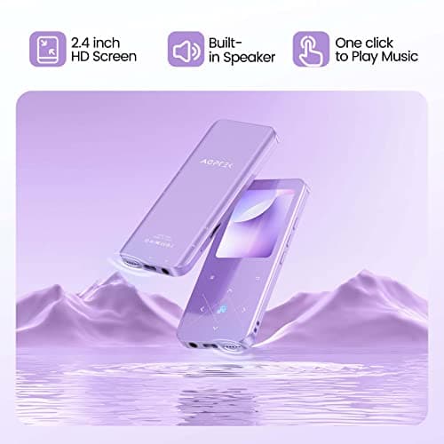 32GB MP3 Player with Bluetooth 5.3, AGPTEK A09X 2.4" Screen Portable Music Player with Speaker Lossless Sound with FM Radio, Voice Recorder, Supports up to 128GB, Purple 4