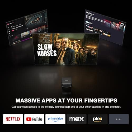 【Officially-Licensed APP & Native 1080P】Thinnest 1.81" Smart Mini Projector with WiFi and Bluetooth, Auto Focus & Keystone Portable Outdoor Projector, VOPLLS 4K Support Home Movie Projector 4