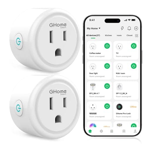 GHome Smart Plug, WiFi Smart Plugs Work with Alexa and Google Home, Smart Outlet Timer with APP Remote Control, 2.4GHz Wi-Fi Only, No Hub Required, ETL FCC Listed, White