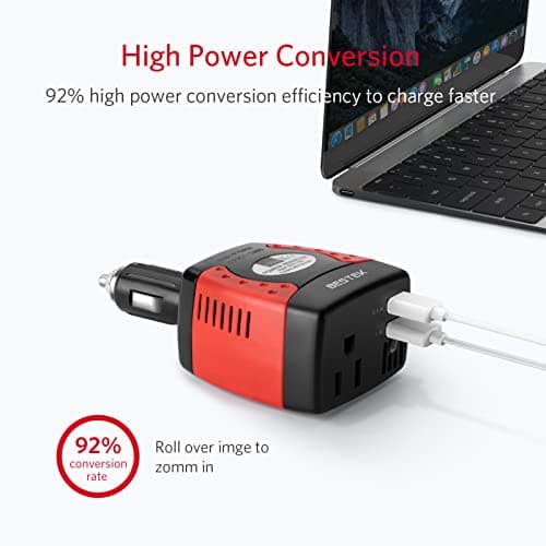 BESTEK 150W Power Inverter 12V to 110V Voltage Converter Car Charger Power Adapter with 3.1A Dual USB Charging Ports 4