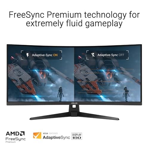 ASUS TUF Gaming 34” Ultra-Wide Curved Monitor (VG34VQ3B) – 21:9 QHD (3440x1440), 180Hz, 1ms, Extreme Low Motion Blur Sync, FreeSync Premium, Speaker, 90% DCI-P3, DisplayWidget Center, 3 yr Warranty 3