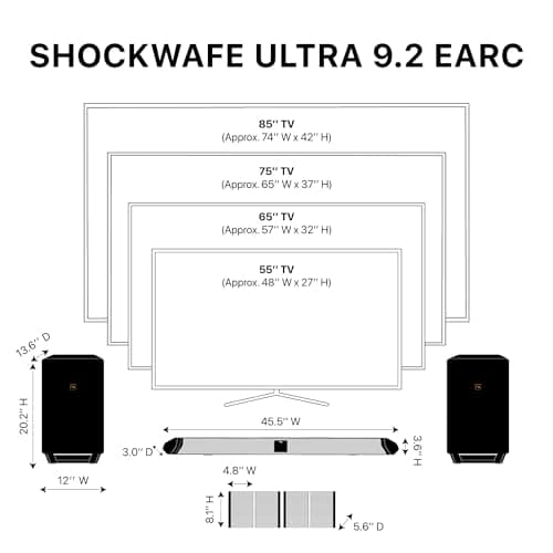Nakamichi Shockwafe Ultra 9.2.4 Channel Dolby Atmos/DTS:X Soundbar with Dual 10" Subwoofers, 4 Rear Surround Effects Speakers, eARC and SSE Max Technology (Flagship) 2