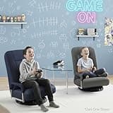 Best Choice Products Swivel Gaming Chair 360 Degree Multipurpose Floor Chair Rocker for TV, Reading, Playing Video Games w/Lumbar Support, Armrest Handles, Adjustable Foldable Backrest - Navy 2