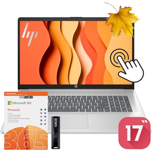 HP 17.3" Touchscreen Laptop with 12 Months Office 365, 32GB RAM, 2TB Storage(1TB SSD with 128GB Protable Drive and 1TB Cloud Storage), Intel 4-Core Processor, HDMI, Type C, Windows 11