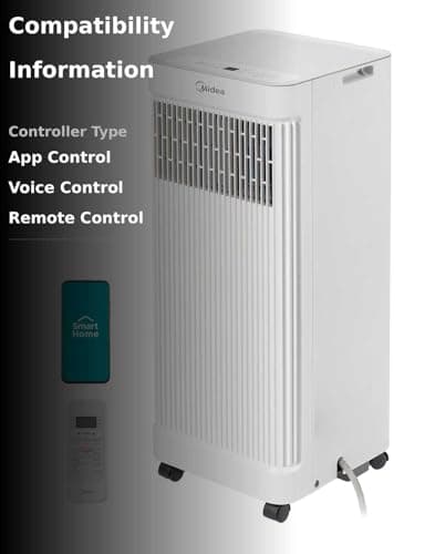 Midea 10,000 BTU ASHRAE (7,100 BTU SACC) Portable Air Conditioner, Smart Control, Cools up to 300 Sq. Ft., with Dehumidifier & Fan mode, Easy- to-use Remote Control & Window Installation Kit Included 4